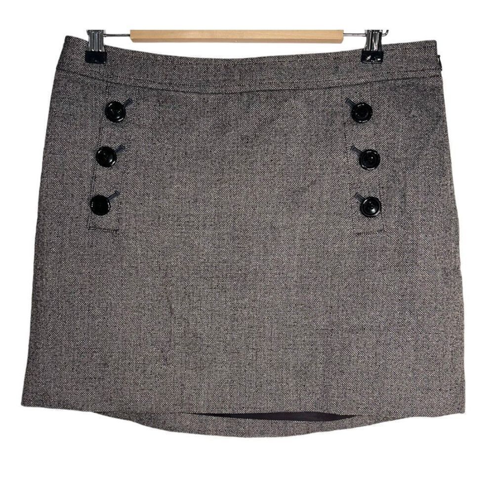 Banana Republic Womens 8 Wool Blend Gray Y2K‎ Mini Pencil Skirt w Button Accents